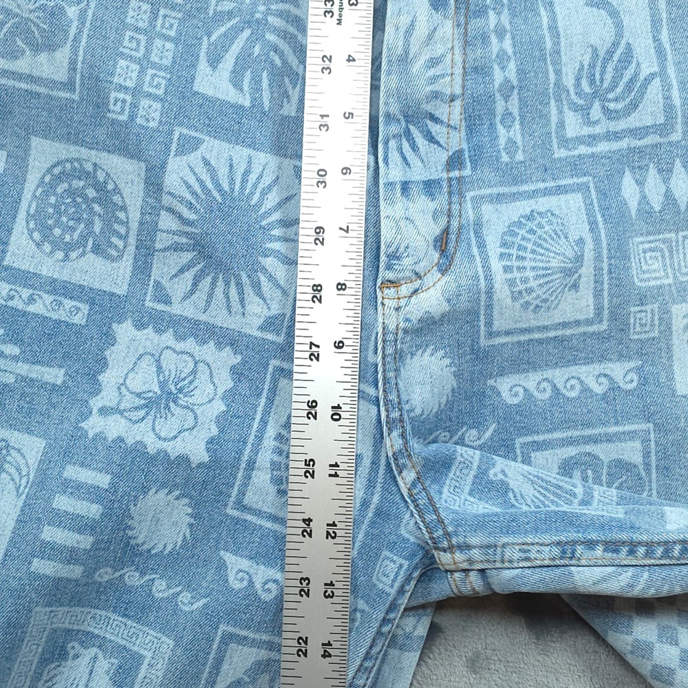 Rip Curl Wide Leg Tropical Stamp Print Jeans Light Wash Blue Size 30x25 04LWPA - Picture 6 of 10
